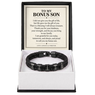 Load image into Gallery viewer, To My Bonus Son Personalized Name Bracelet - Life Gave Me the Gift of You

