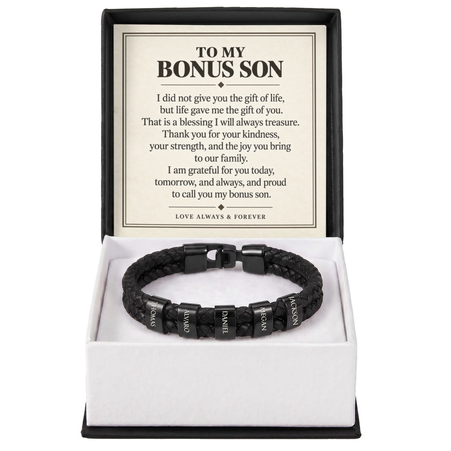 To My Bonus Son Personalized Name Bracelet - Life Gave Me the Gift of You