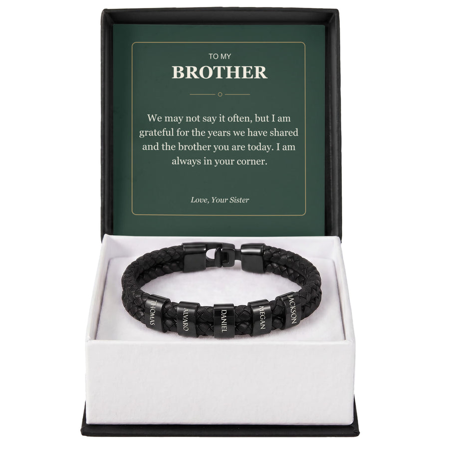 To My Brother, Always in Your Corner - Personalized Name Bracelet