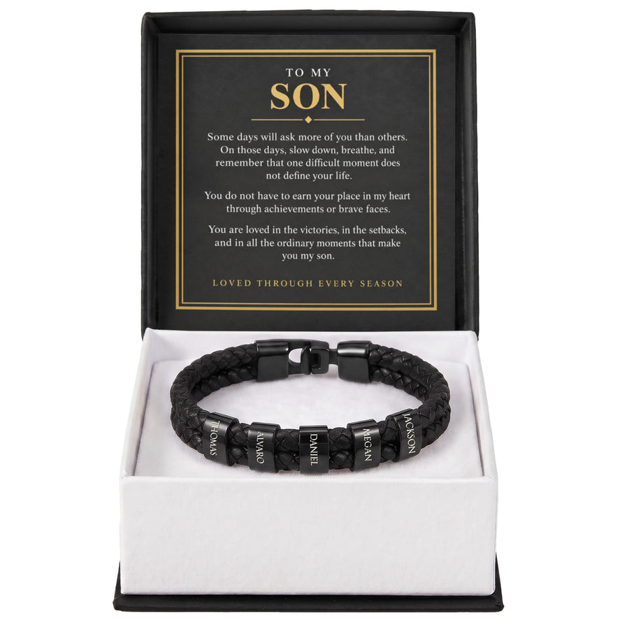 To My Son Personalized Name Bracelet - Loved Through Every Season