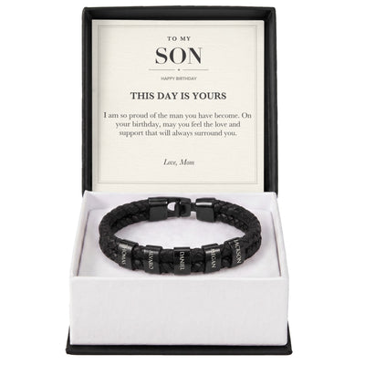 Load image into Gallery viewer, To My Son Birthday Personalized Name Bracelet - This Day Is Yours
