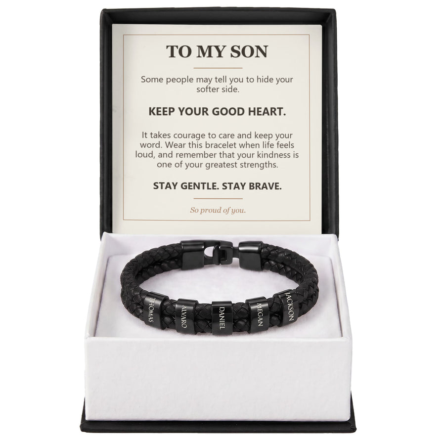 To My Son, Keep Your Good Heart - Personalized Name Bracelet