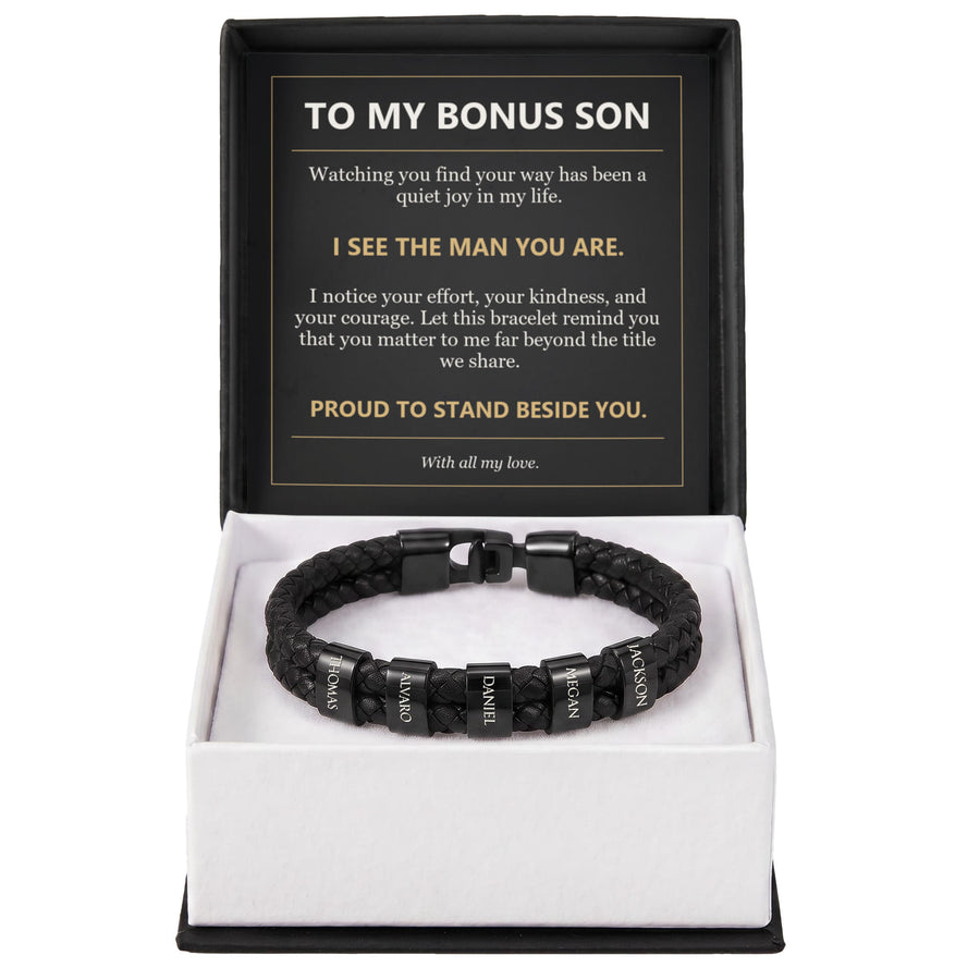 To My Bonus Son, I See the Man You Are - Personalized Name Bracelet