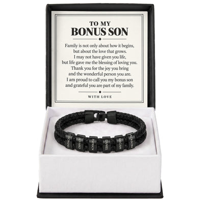 Load image into Gallery viewer, To My Bonus Son Personalized Name Bracelet - The Blessing of Loving You
