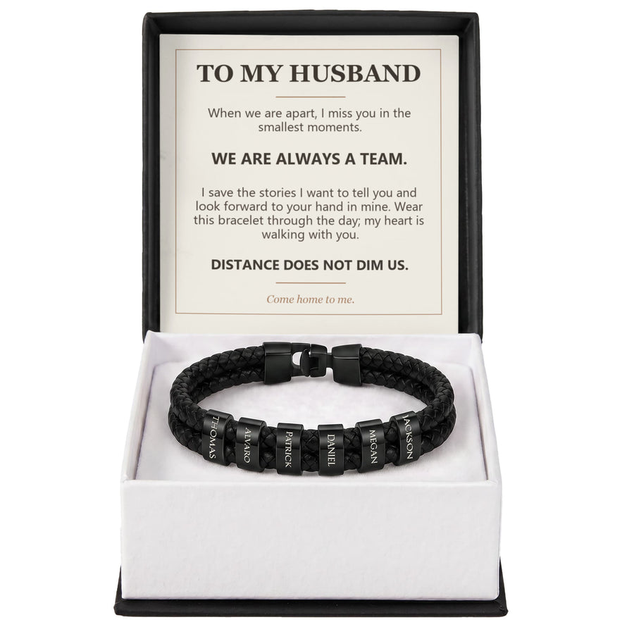 To My Husband, We Are Always a Team - Personalized Name Bracelet