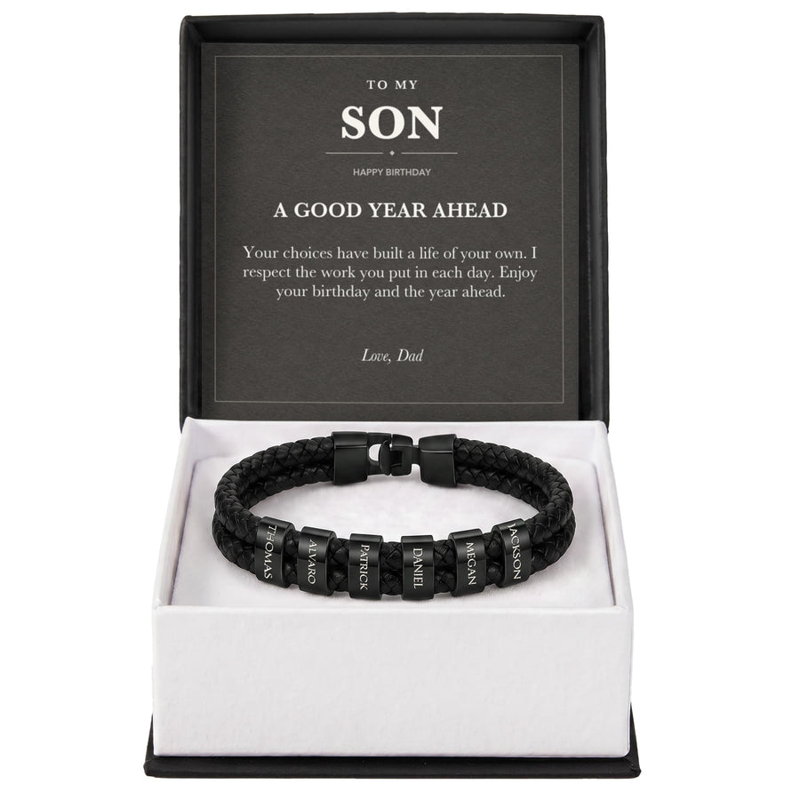 To My Son Birthday Name Bracelet from Dad - A Good Year Ahead