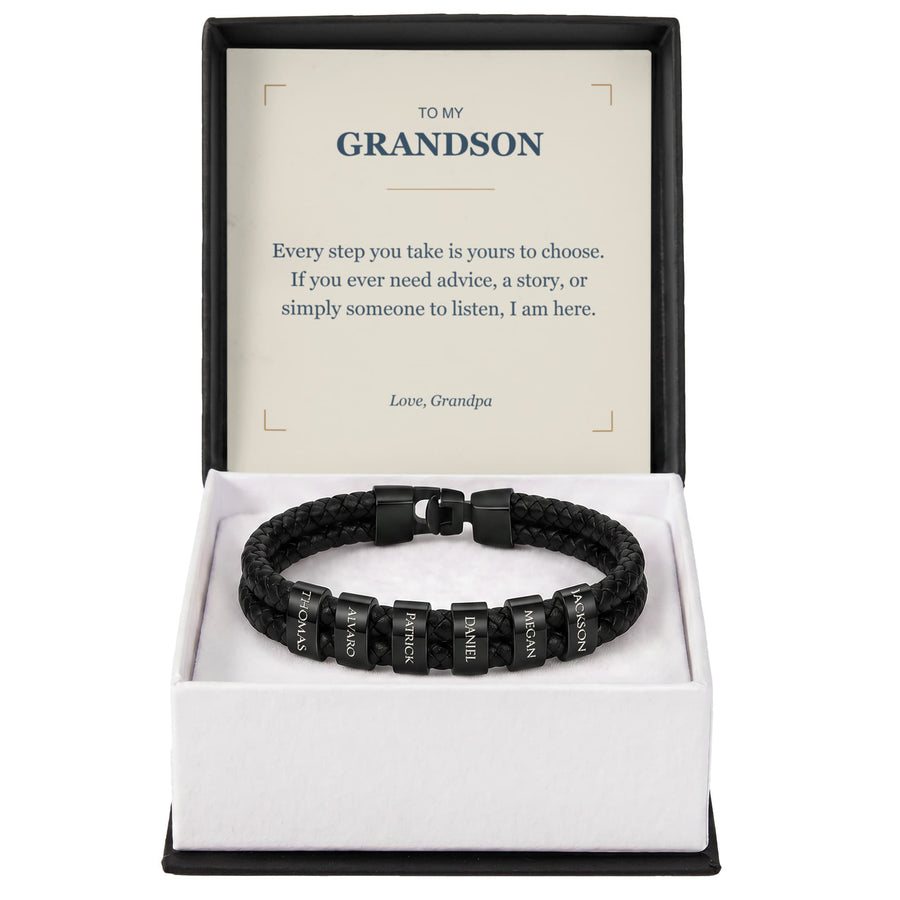 To My Grandson, I Am Here for You - Personalized Name Bracelet