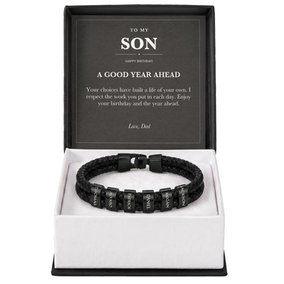 Load image into Gallery viewer, To My Son Birthday Name Bracelet from Dad - A Good Year Ahead
