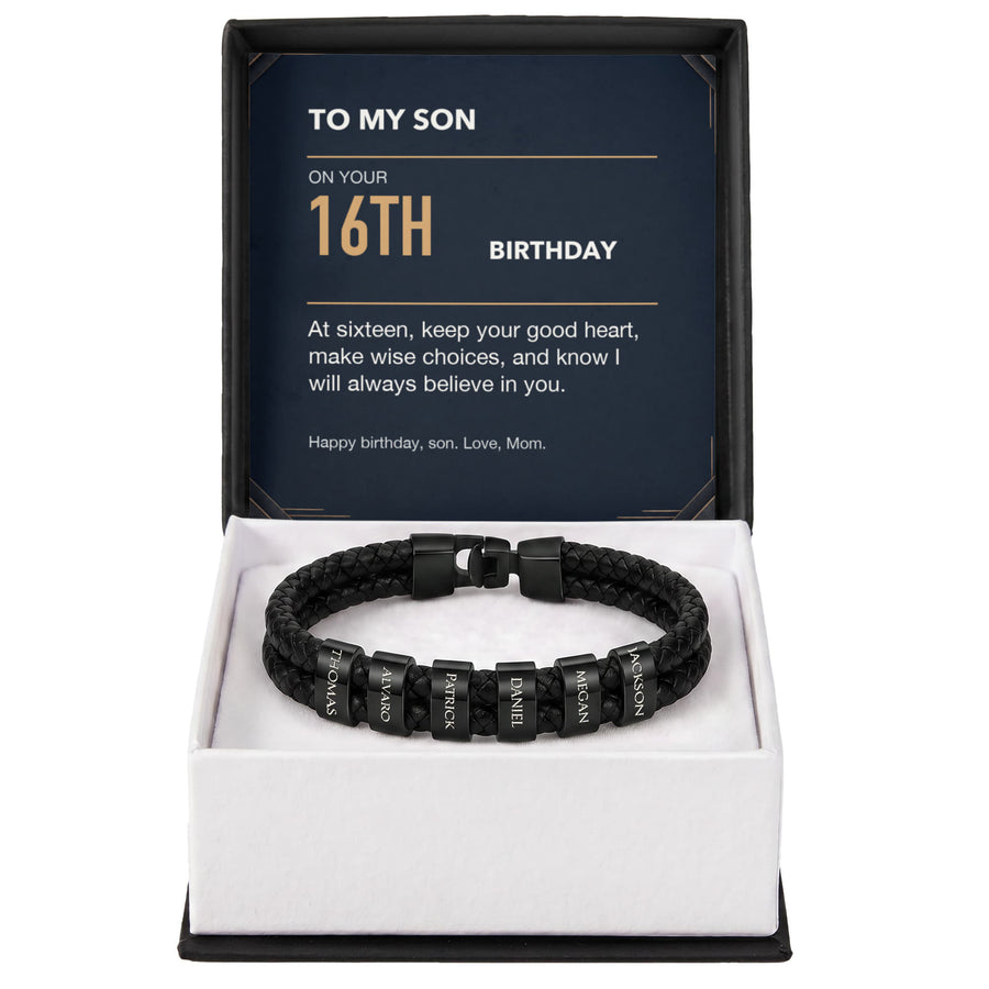 To My Son 16th Birthday Men's Personalized Name Bracelet from Mom