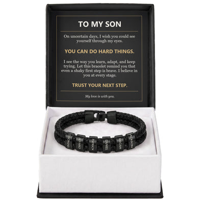 Load image into Gallery viewer, To My Son, You Can Do Hard Things - Personalized Name Bracelet
