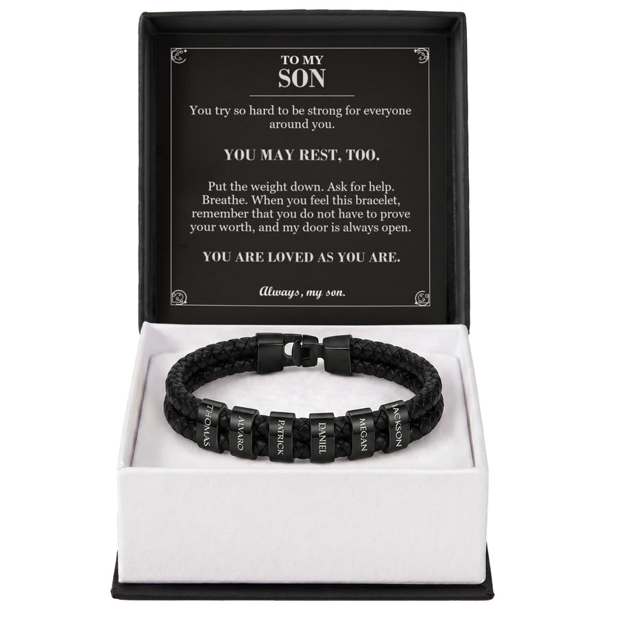 To My Son, You May Rest Too - Personalized Name Bracelet