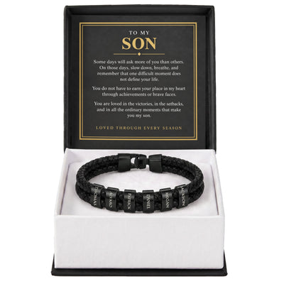 Load image into Gallery viewer, To My Son Personalized Name Bracelet - Loved Through Every Season
