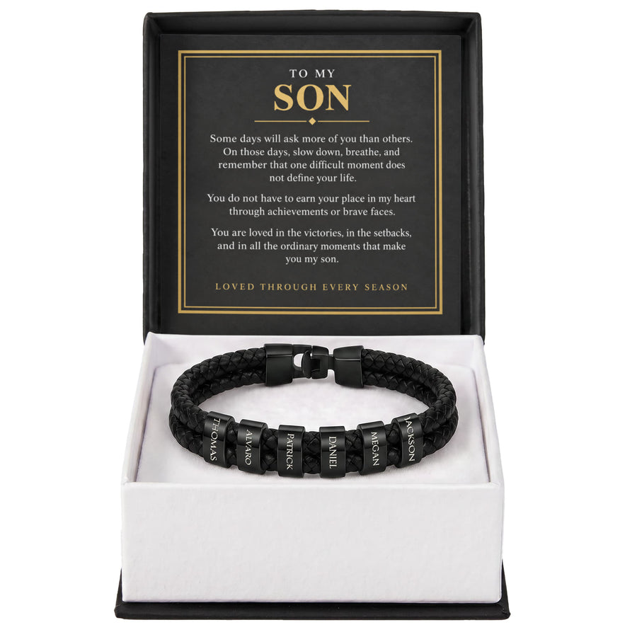 To My Son Personalized Name Bracelet - Loved Through Every Season