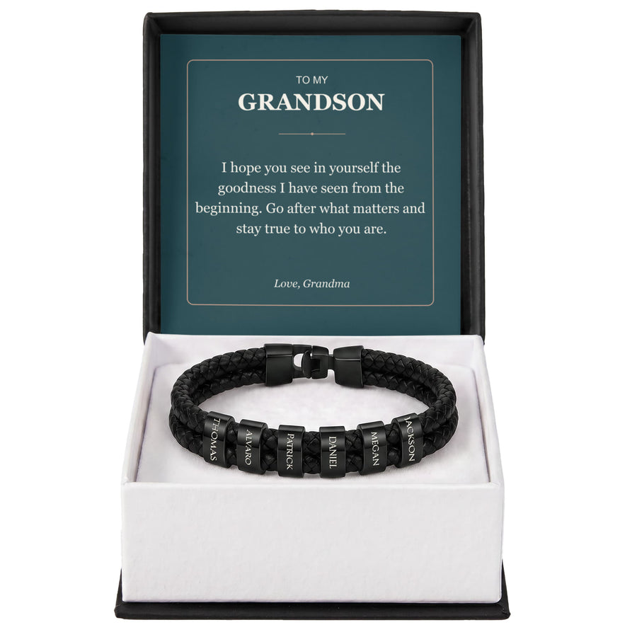 To My Grandson, Stay True to Yourself - Personalized Name Bracelet
