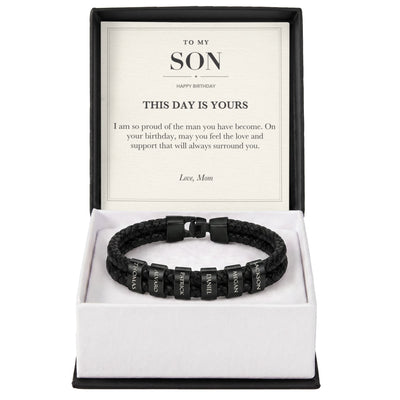 Load image into Gallery viewer, To My Son Birthday Personalized Name Bracelet - This Day Is Yours
