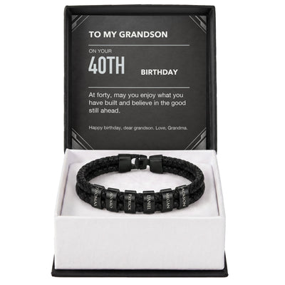 Load image into Gallery viewer, To My Grandson 40th Birthday Men&amp;#39;s Personalized Name Bracelet from Grandma

