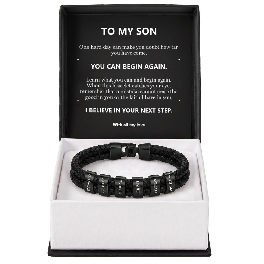 To My Son, You Can Begin Again - Personalized Name Bracelet