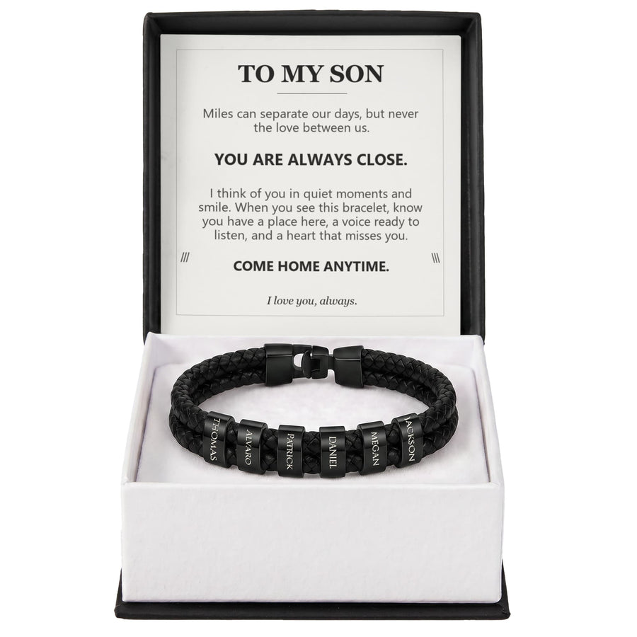 To My Son, You Are Always Close - Personalized Name Bracelet