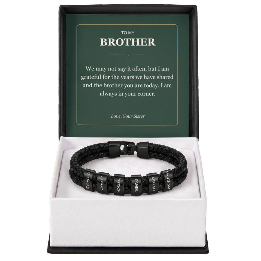 To My Brother, Always in Your Corner - Personalized Name Bracelet