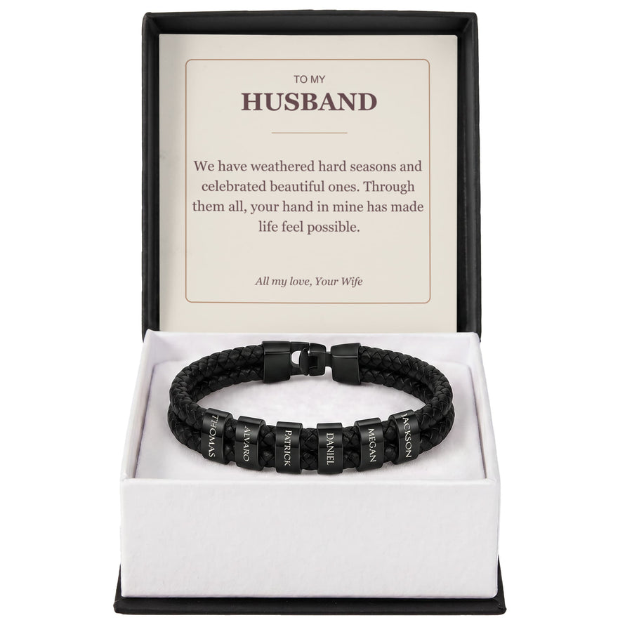 To My Husband, Through Every Season - Personalized Name Bracelet