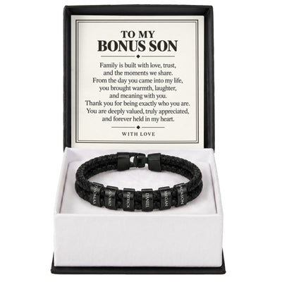 Load image into Gallery viewer, To My Bonus Son Personalized Name Bracelet - Forever Held in My Heart
