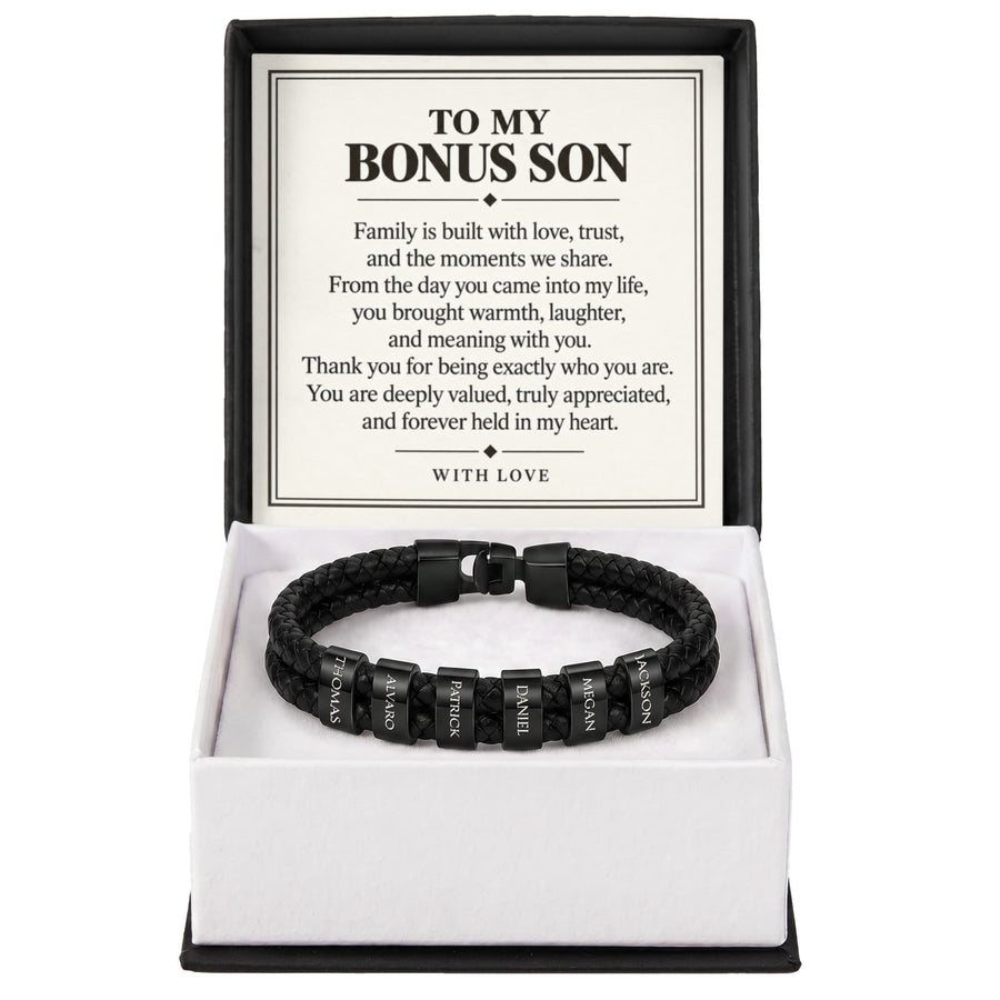 To My Bonus Son Personalized Name Bracelet - Forever Held in My Heart