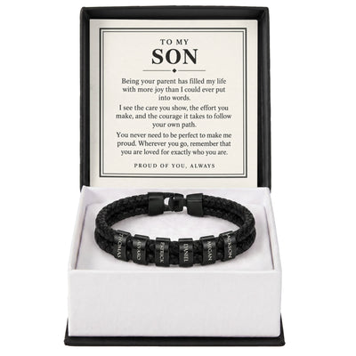 Load image into Gallery viewer, To My Son Personalized Name Bracelet - Proud of You Always
