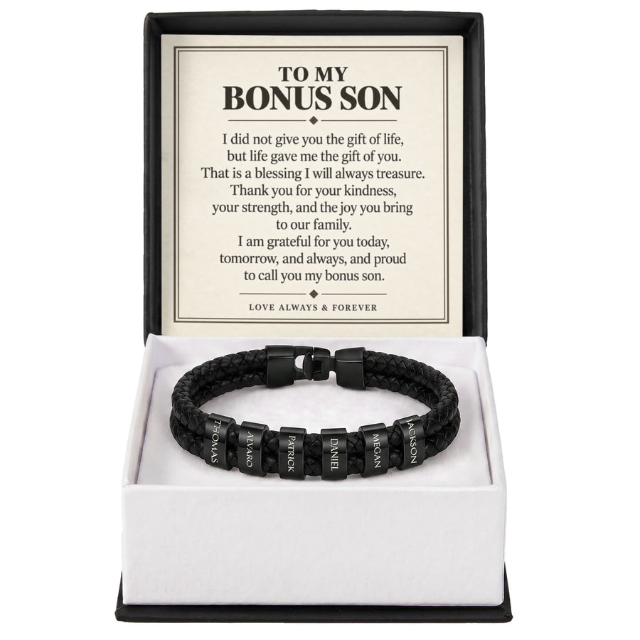 To My Bonus Son Personalized Name Bracelet - Life Gave Me the Gift of You