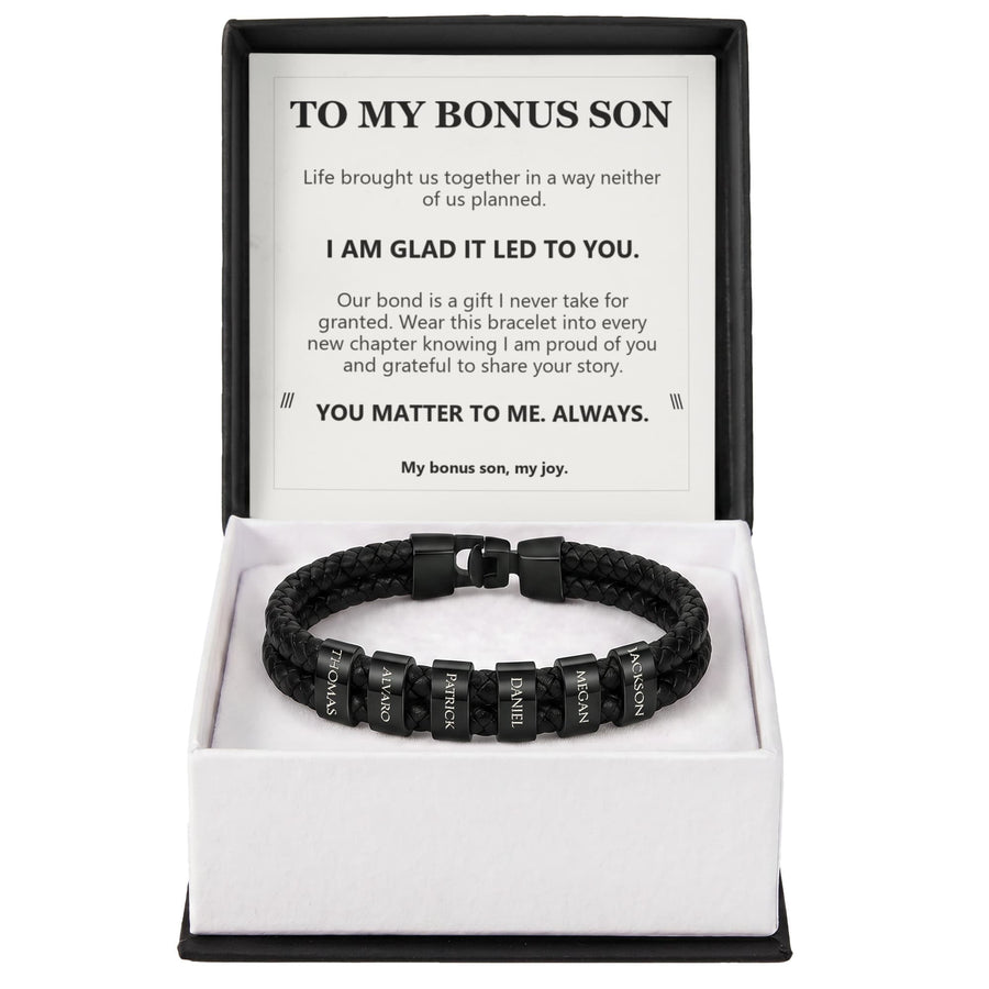 To My Bonus Son, I Am Glad It Led to You - Personalized Name Bracelet