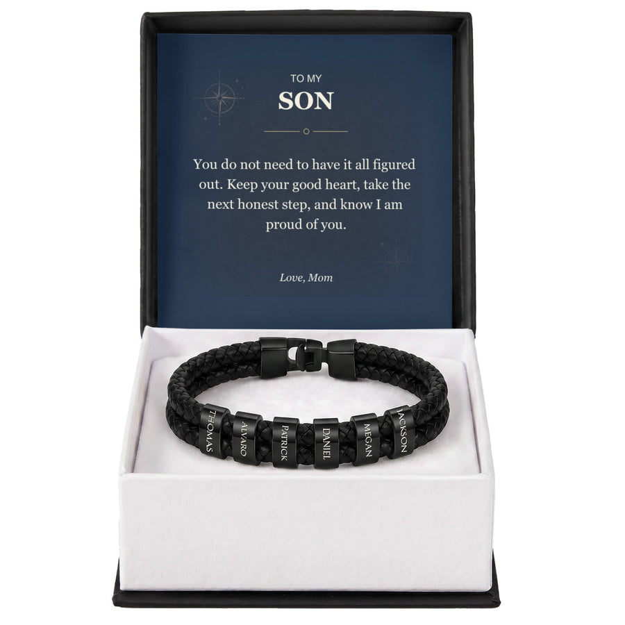 To My Son, Proud of Your Next Step - Personalized Name Bracelet