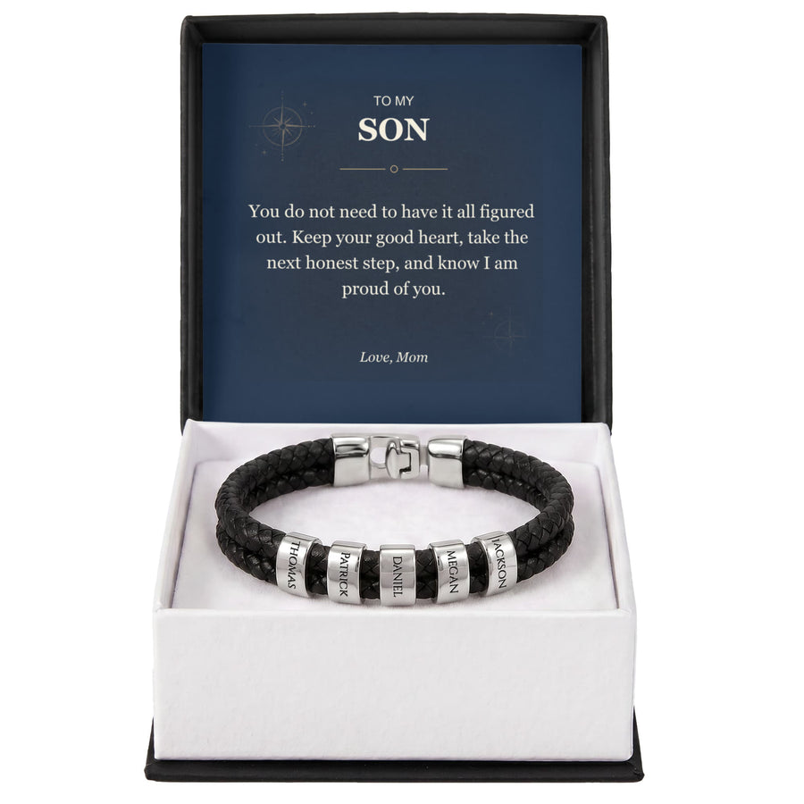 To My Son, Proud of Your Next Step - Personalized Name Bracelet