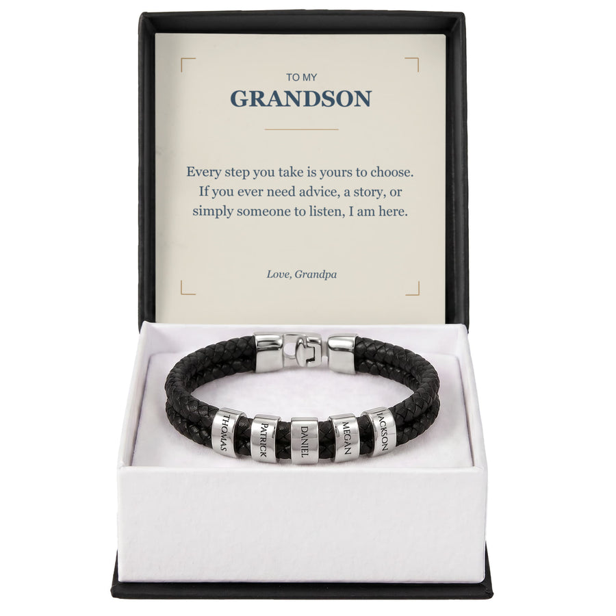 To My Grandson, I Am Here for You - Personalized Name Bracelet