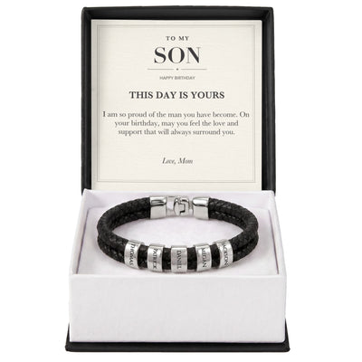 Load image into Gallery viewer, To My Son Birthday Personalized Name Bracelet - This Day Is Yours
