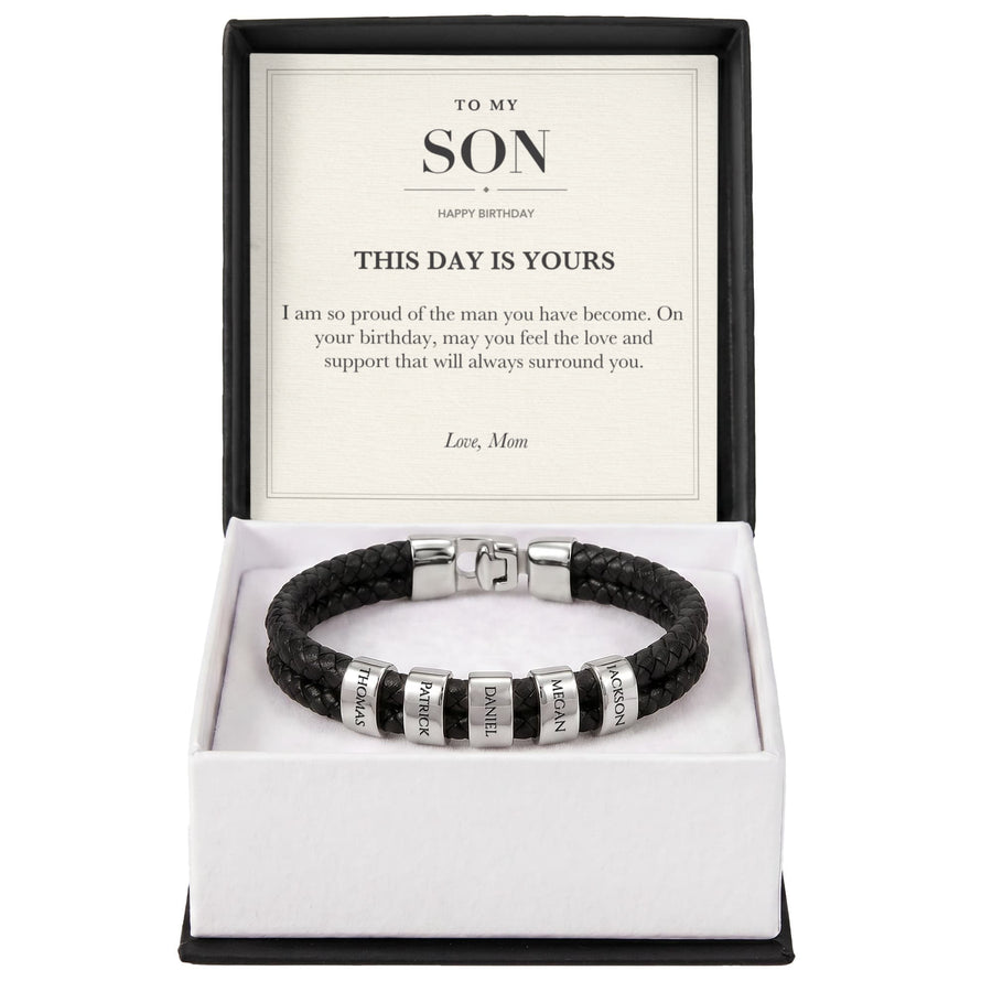 To My Son Birthday Personalized Name Bracelet - This Day Is Yours