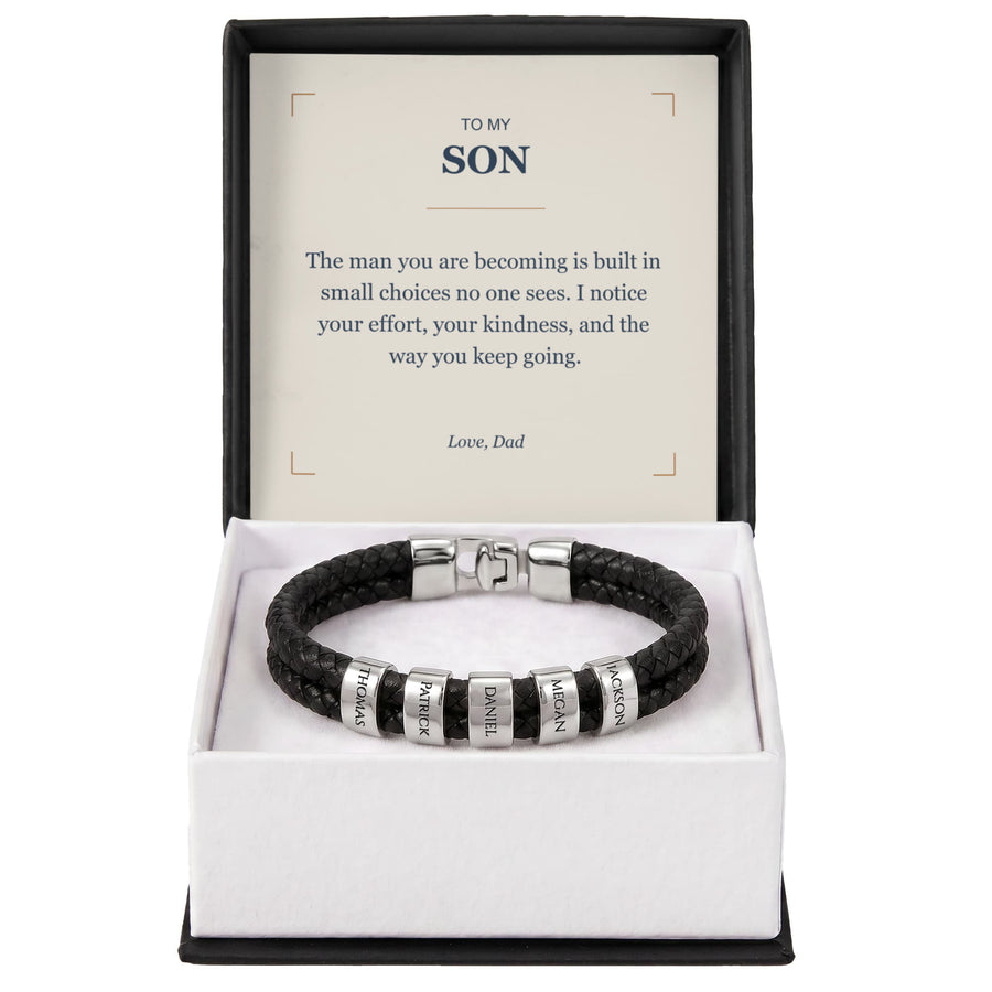 To My Son, The Man You Are Becoming - Personalized Name Bracelet