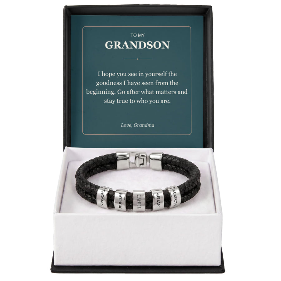 To My Grandson, Stay True to Yourself - Personalized Name Bracelet