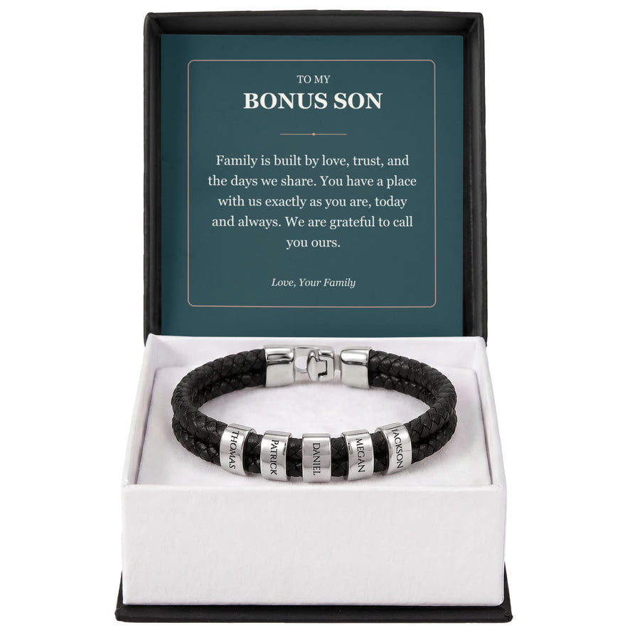To My Bonus Son, You Belong With Us - Personalized Name Bracelet