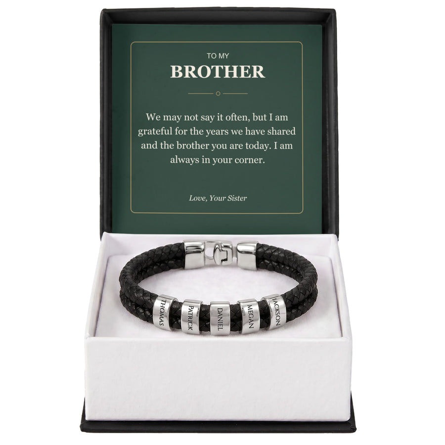 To My Brother, Always in Your Corner - Personalized Name Bracelet