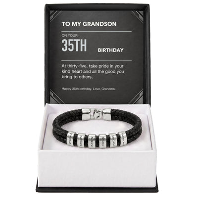 Load image into Gallery viewer, To My Grandson 35th Birthday Men&amp;#39;s Personalized Name Bracelet from Grandma

