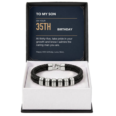Load image into Gallery viewer, To My Son 35th Birthday Men&amp;#39;s Personalized Name Bracelet from Mom
