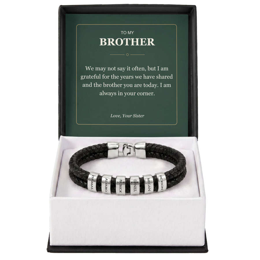 To My Brother, Always in Your Corner - Personalized Name Bracelet