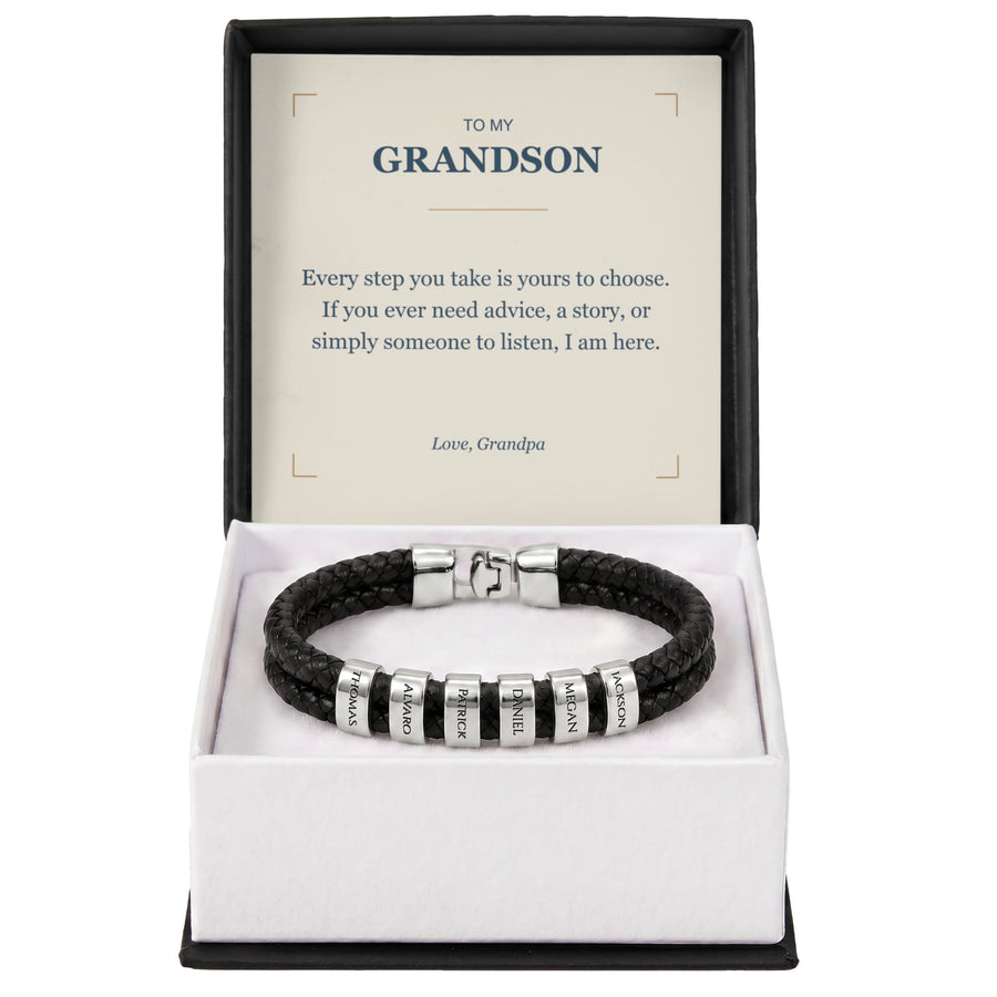 To My Grandson, I Am Here for You - Personalized Name Bracelet