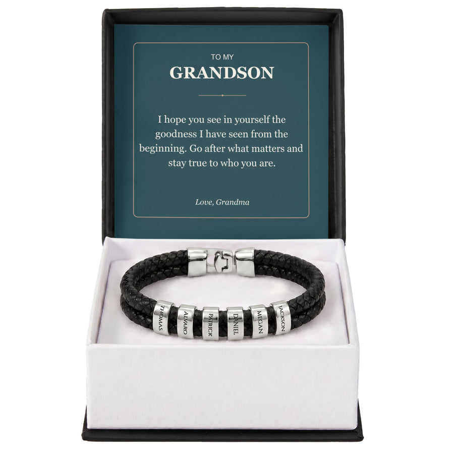 To My Grandson, Stay True to Yourself - Personalized Name Bracelet