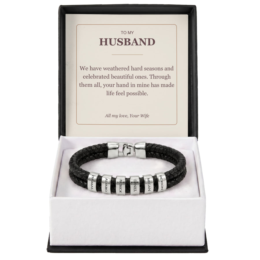 To My Husband, Through Every Season - Personalized Name Bracelet