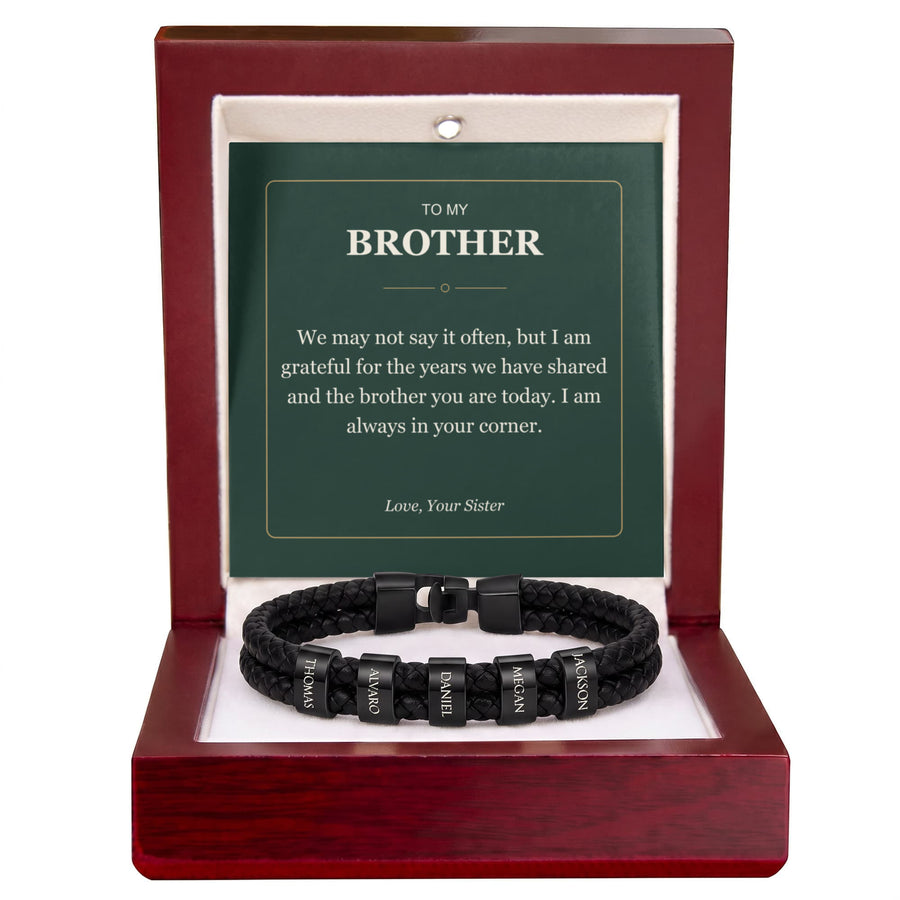 To My Brother, Always in Your Corner - Personalized Name Bracelet
