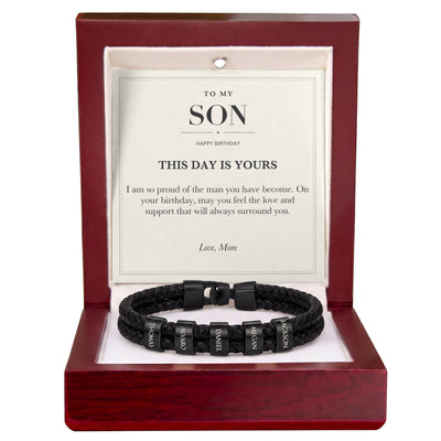 Load image into Gallery viewer, To My Son Birthday Personalized Name Bracelet - This Day Is Yours
