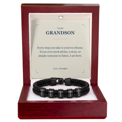 Load image into Gallery viewer, To My Grandson, I Am Here for You - Personalized Name Bracelet
