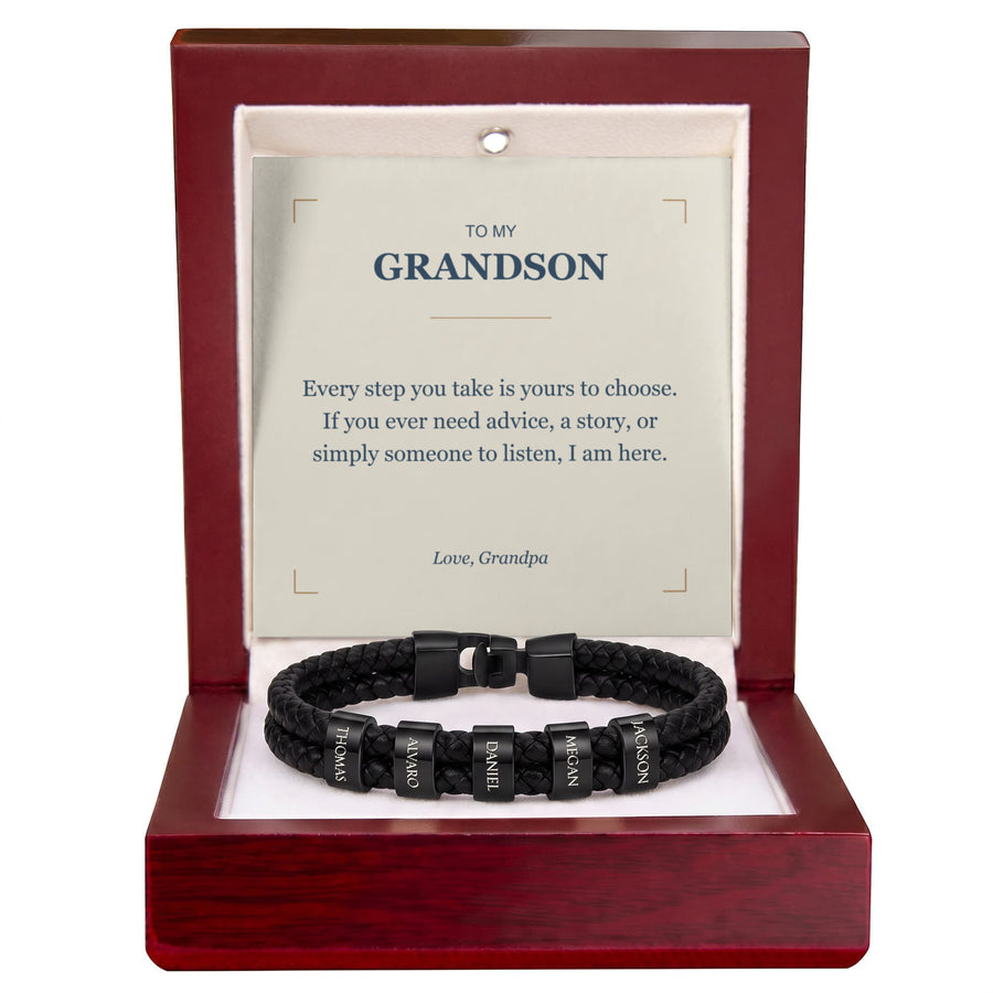 To My Grandson, I Am Here for You - Personalized Name Bracelet