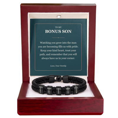 Load image into Gallery viewer, To My Bonus Son, Proud of the Man You Are Becoming - Personalized Name Bracelet
