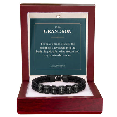 Load image into Gallery viewer, To My Grandson, Stay True to Yourself - Personalized Name Bracelet
